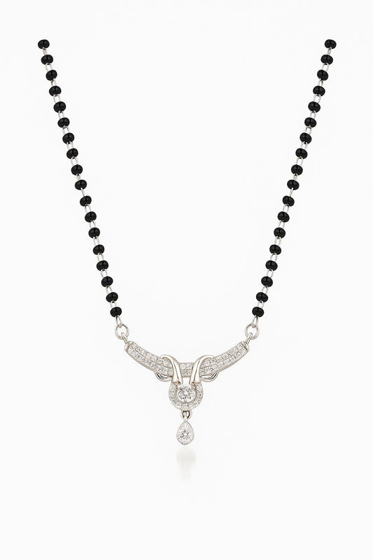 Elegant Diamond Mangalsutra with Black Beads