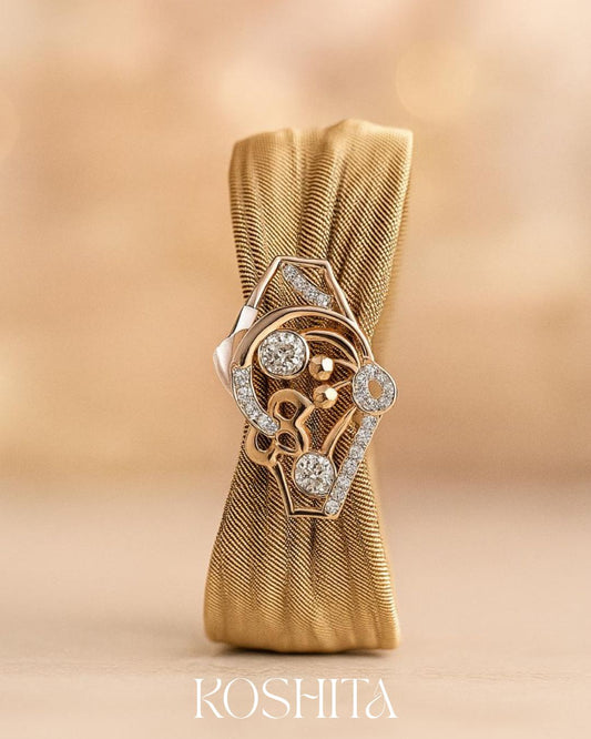 Elegant Gold Mesh Bracelet with Silver and Gold  Centrepiece